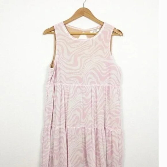 AFRM Womens Sleeveless Mini Dress Size L - Pink & White Swirl/Zebra Print NWT - Picture 4 of 4